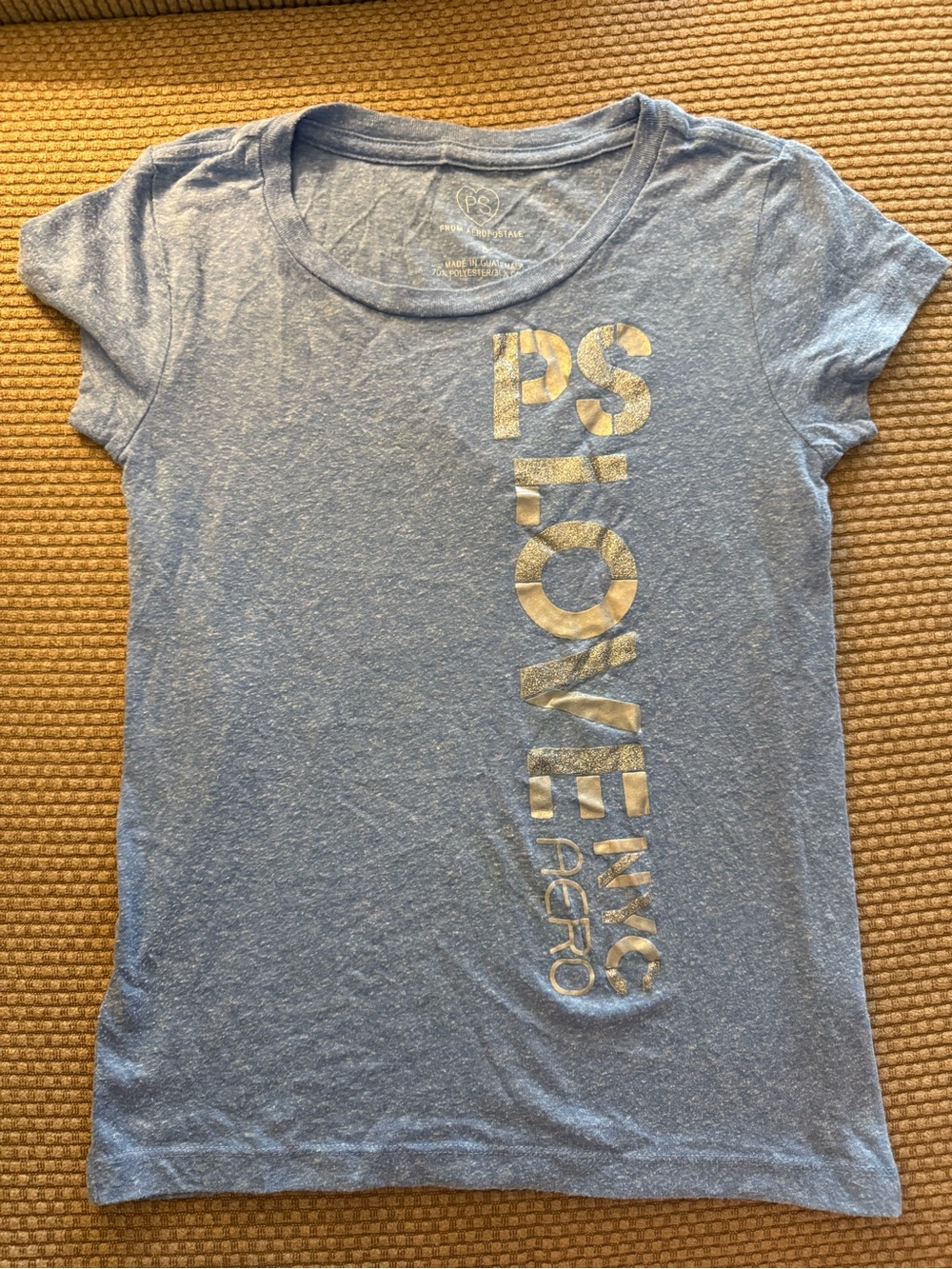 Vintage Y2K PS from Aéropostale Girls Blue Heathered Graphic Tee - Size 8